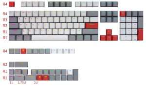 double shot pbt white gray keycap