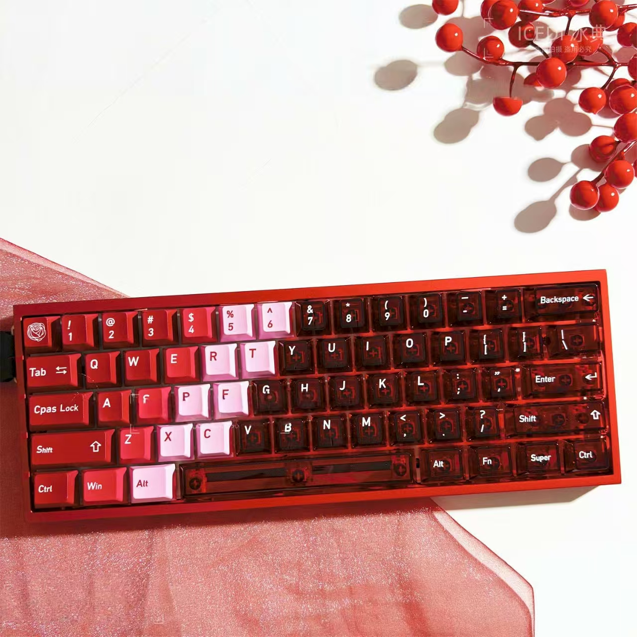 Red Gradient Keycaps Snow Mountain Red Flame Dragon Gradient Keycaps - SKYLOONG KEYBOARD